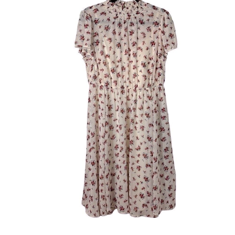 Torrid semi-sheer floral print dress w separate slip smocking detail 0 ( L)